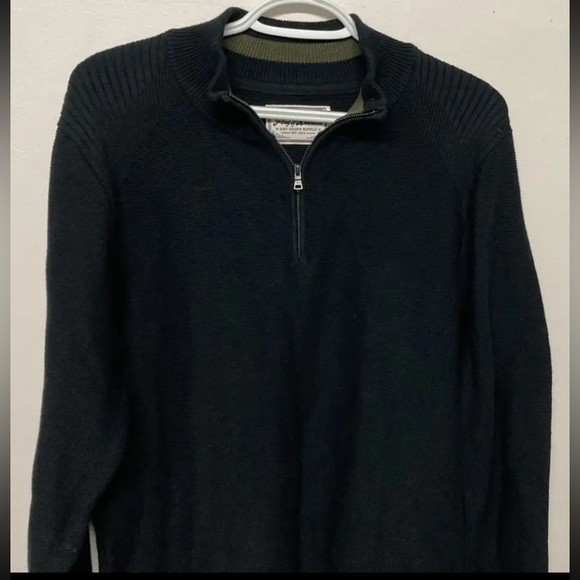 Flag & Anthem Mens 1/4 Zip Sweater Pullover Medium Black Mid-Weight Long Sleeve - Picture 3 of 13
